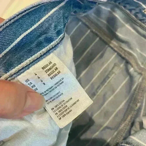 NWOT AMERICAN EAGLE MOM JEAN BLUE STRIPES SZ 4 - Picture 6 of 7